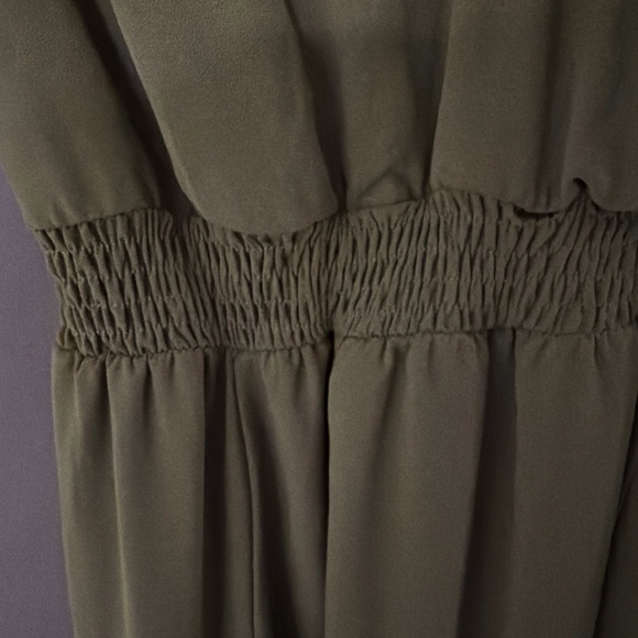 Olive V-Neck Smocked-Waist Maxi Dress - Picture 10 of 10